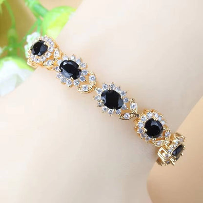 18K Gold Plated Big Jewelry Sets  Black Zircon & White Crystal (6)