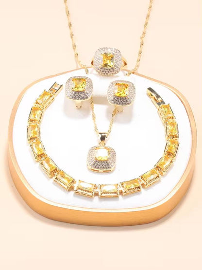 18K Gold Plated Dubai Luxury Zircon Necklace & Earrings (10)