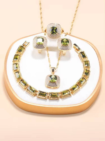 18K Gold Plated Dubai Luxury Zircon Necklace & Earrings (11)