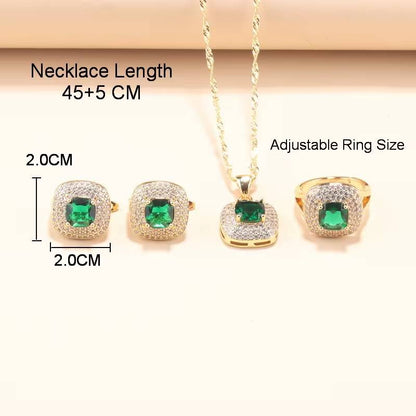 18K Gold Plated Dubai Luxury Zircon Necklace & Earrings (2)