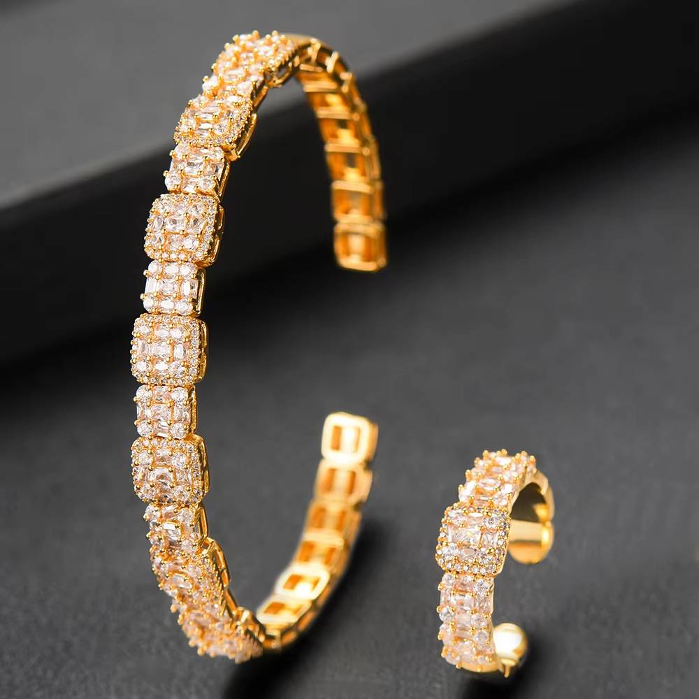 2PCS Stackable Bangle Ring Set AAA Cubic Zircon Dubai Bracelet (2)