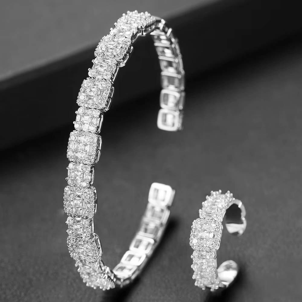 2PCS Stackable Bangle Ring Set AAA Cubic Zircon Dubai Bracelet (3)