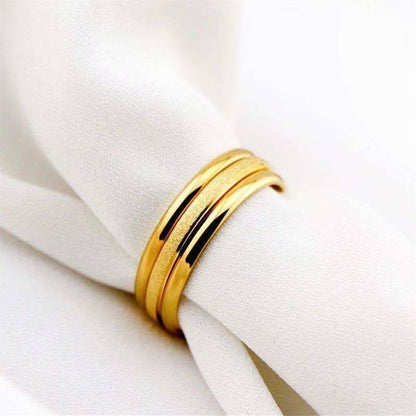 3Pcs Gold Plated Korean Stackable Rings Set - Simple, Elegant Jewelry Gift (2)