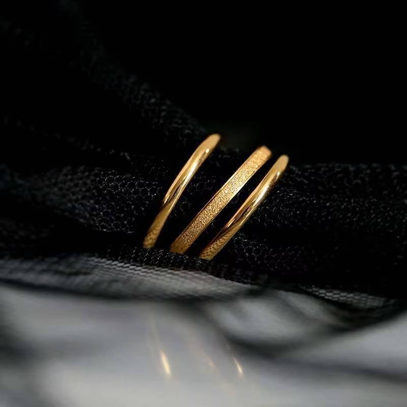 3Pcs Gold Plated Korean Stackable Rings Set - Simple, Elegant Jewelry Gift (3)