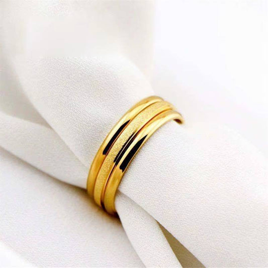 3Pcs Gold Plated Korean Stackable Rings Set - Simple, Elegant Jewelry Gift (8)