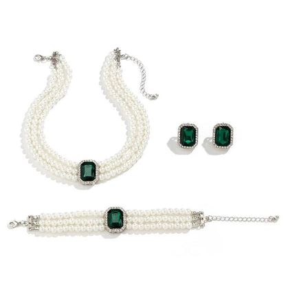 3Pcs Multilayer Imitation Pearl Crystal Jewelry Set (2)