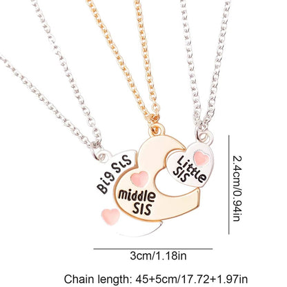 3 Pcsset Big Sis Middle Sis Little Sis Pendant Necklace (6)