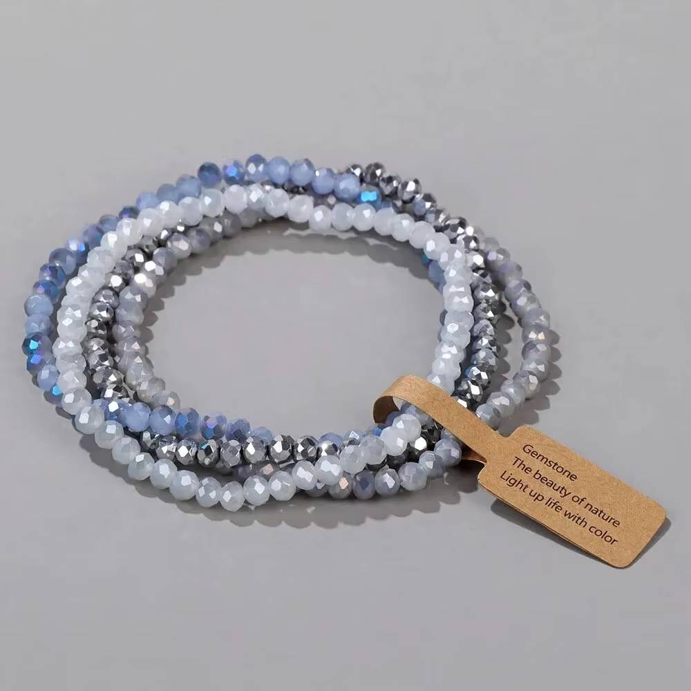 4-Piece Faceted Glass Beads Stretch Bracelet Set (3)