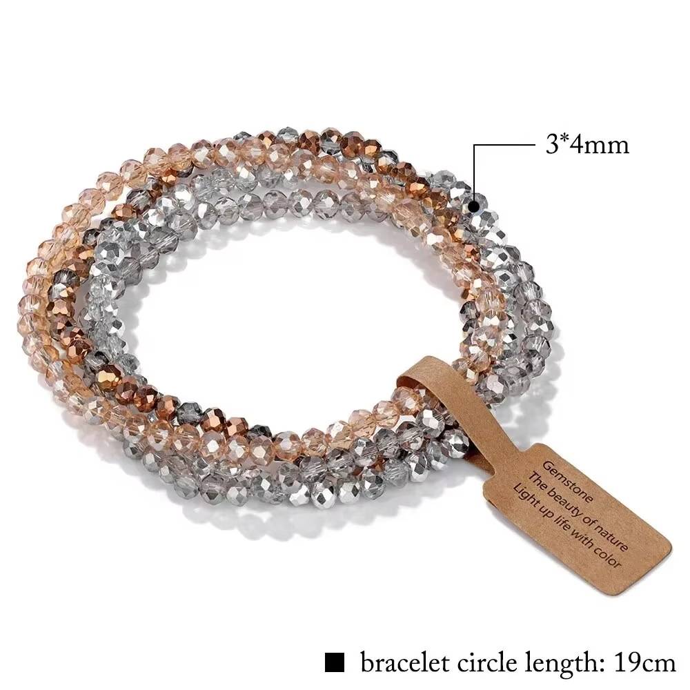 4-Piece Faceted Glass Beads Stretch Bracelet Set (5)