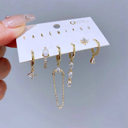 6pcs Mix & Match Cubic Zircon Water Drop Earrings Set (4)