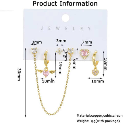 6pcs Mix and Match Cubic Zircon Dangle Earrings Set (17)