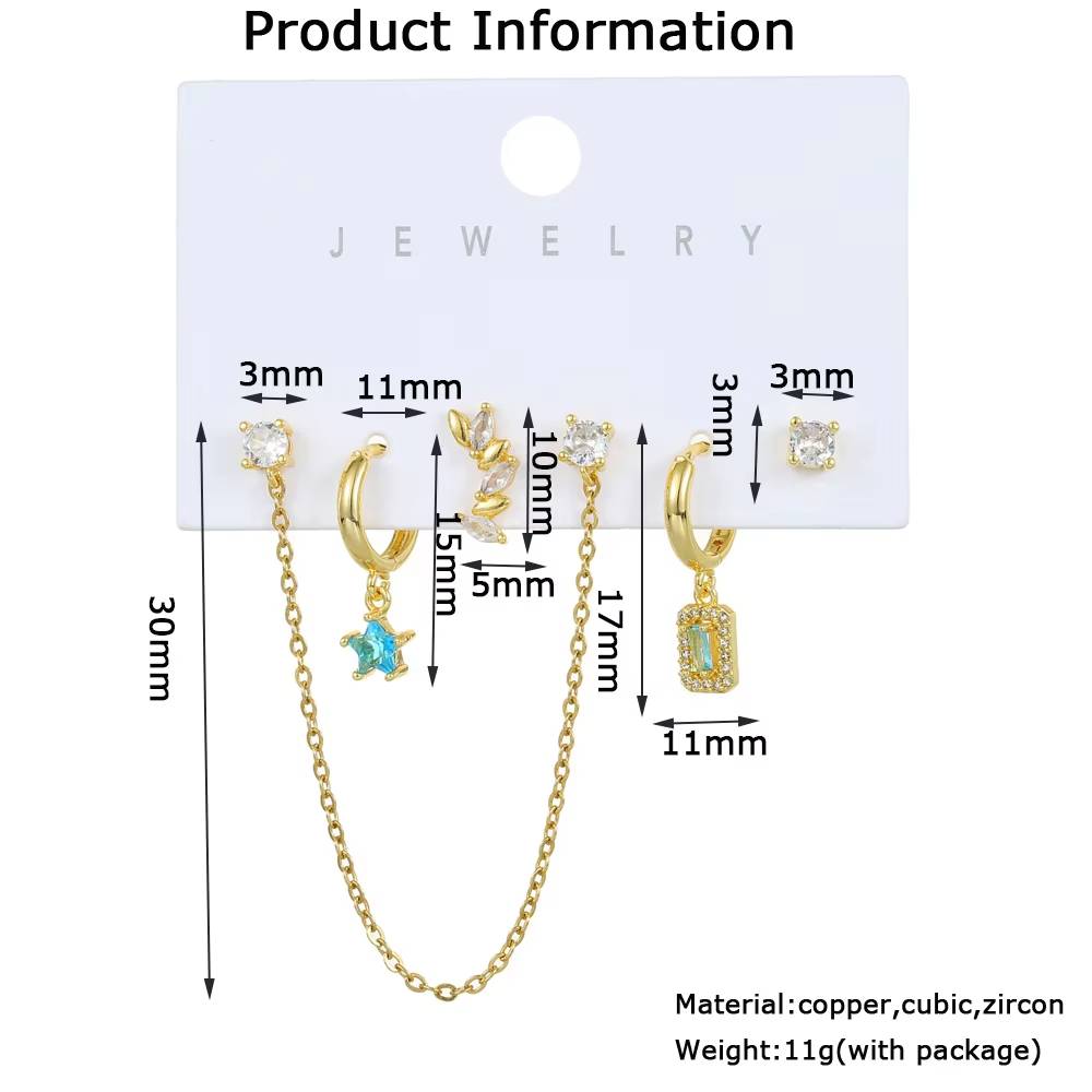 6pcs Mix and Match Cubic Zircon Dangle Earrings Set (9)