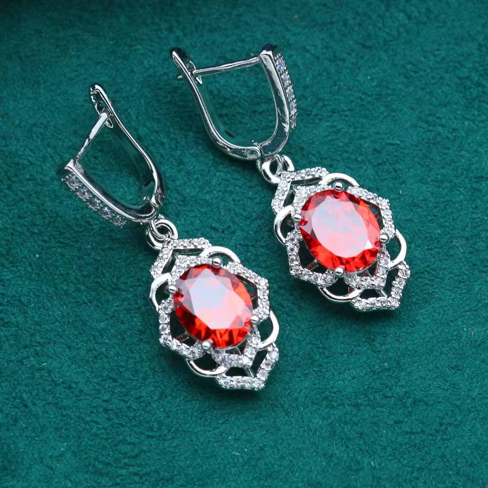 925 Sterling Silver Jewelry Set for Women with Red Gemstone (3)