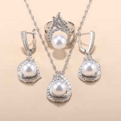 925 Sterling Silver Natural Pearl Bridal Jewelry Set (7)