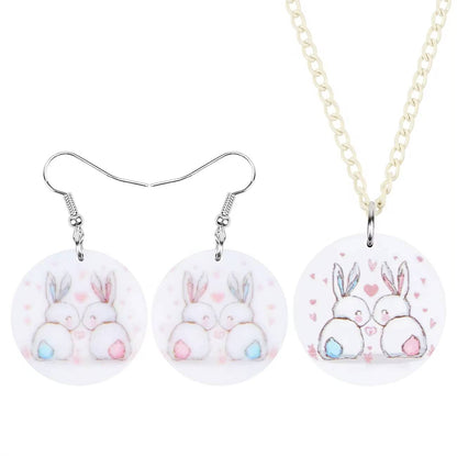 Acrylic Easter Hare Rabbit Bunny Jewelry Set