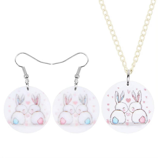 Acrylic Easter Hare Rabbit Bunny Jewelry Set