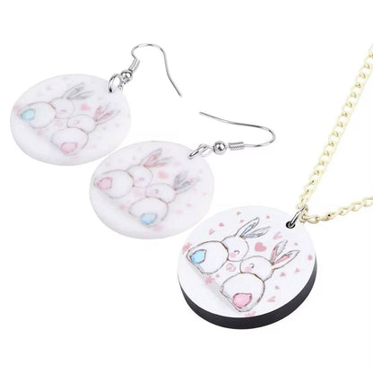 Acrylic Easter Hare Rabbit Bunny Jewelry Set (3)