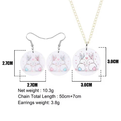 Acrylic Easter Hare Rabbit Bunny Jewelry Set (6)