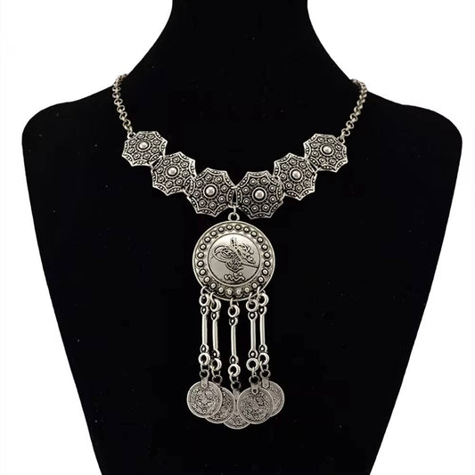 Afghan Vintage Flower Bib Choker Necklace Set