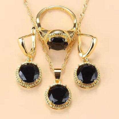 African 18K Gold Plated Pink Stone Jewelry Set (7)