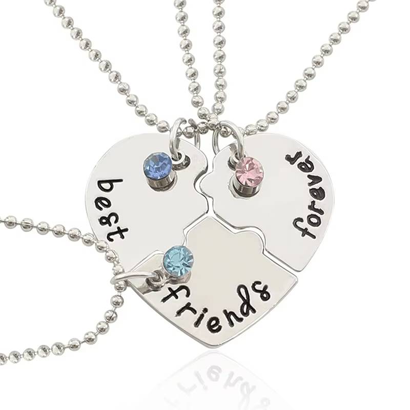 Best Friend Heart Pendant Necklace Set  BFF Friendship Jewelry