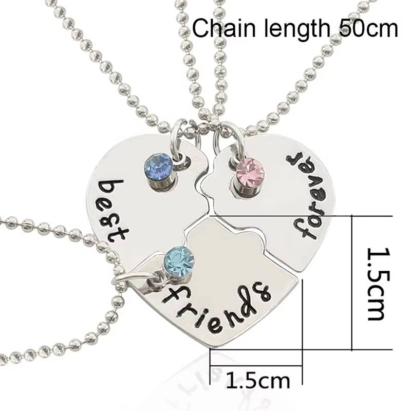 Best Friend Heart Pendant Necklace Set  BFF Friendship Jewelry (4)