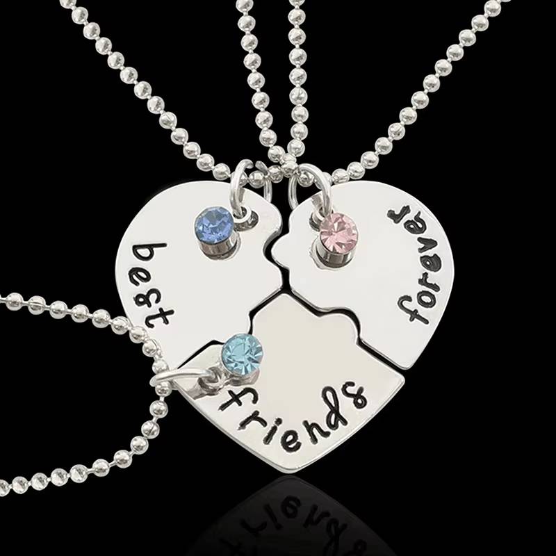 Best Friend Heart Pendant Necklace Set  BFF Friendship Jewelry (5)