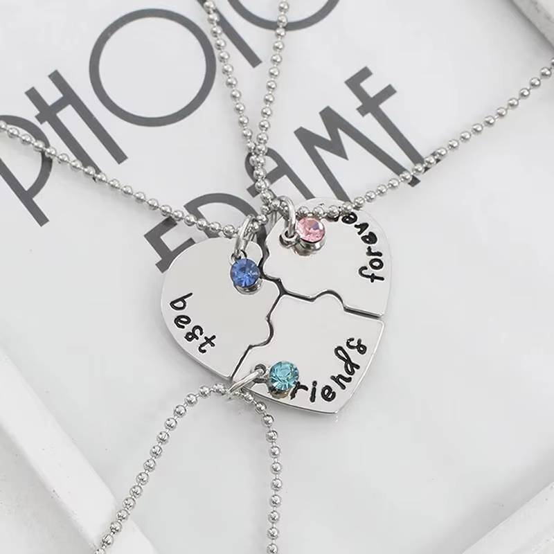 Best Friend Heart Pendant Necklace Set  BFF Friendship Jewelry (6)