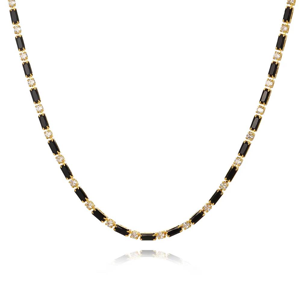 Black Crystal Tennis Necklace for Women (2)