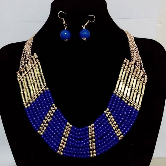 Bohemian Ethnic Jewelry Set Multi-Layer Statement Necklace & Earrings