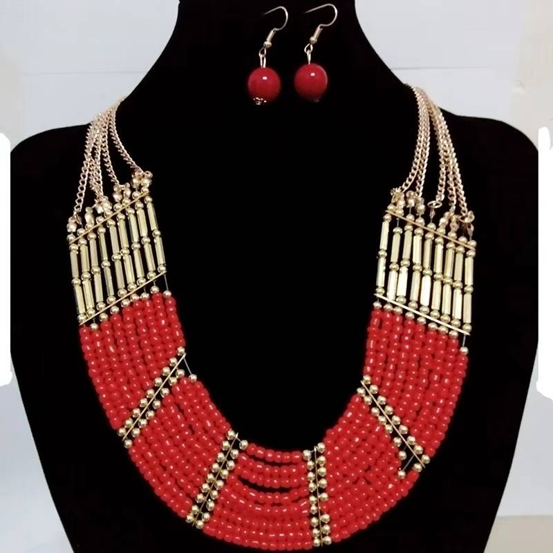 Bohemian Ethnic Jewelry Set Multi-Layer Statement Necklace & Earrings (10)