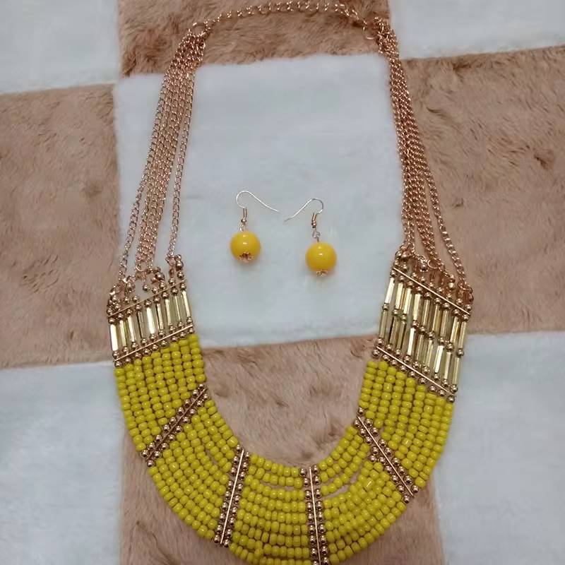 Bohemian Ethnic Jewelry Set Multi-Layer Statement Necklace & Earrings (12)