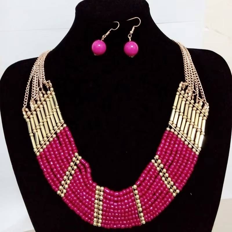 Bohemian Ethnic Jewelry Set Multi-Layer Statement Necklace & Earrings (13)