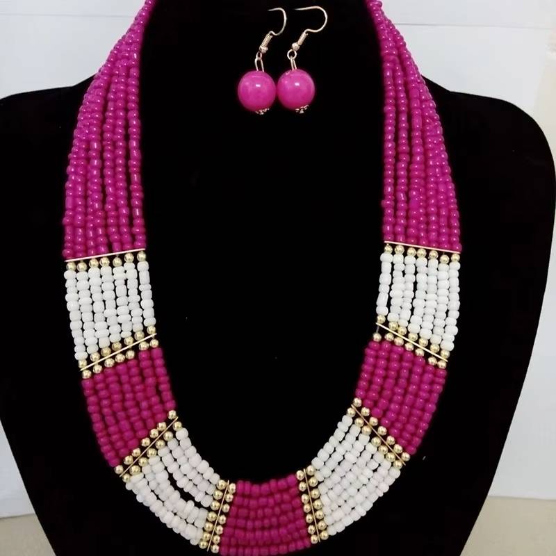 Bohemian Ethnic Jewelry Set Multi-Layer Statement Necklace & Earrings (14)