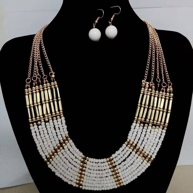 Bohemian Ethnic Jewelry Set Multi-Layer Statement Necklace & Earrings (9)