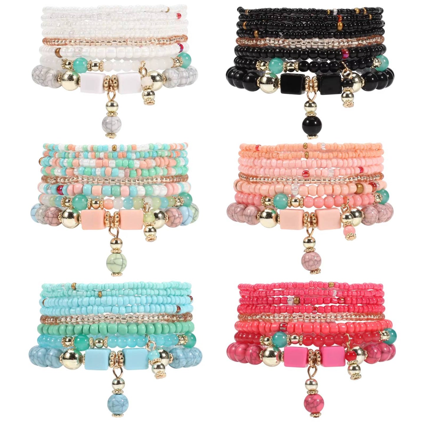 Bohemian Stackable Bead Bracelets for Women