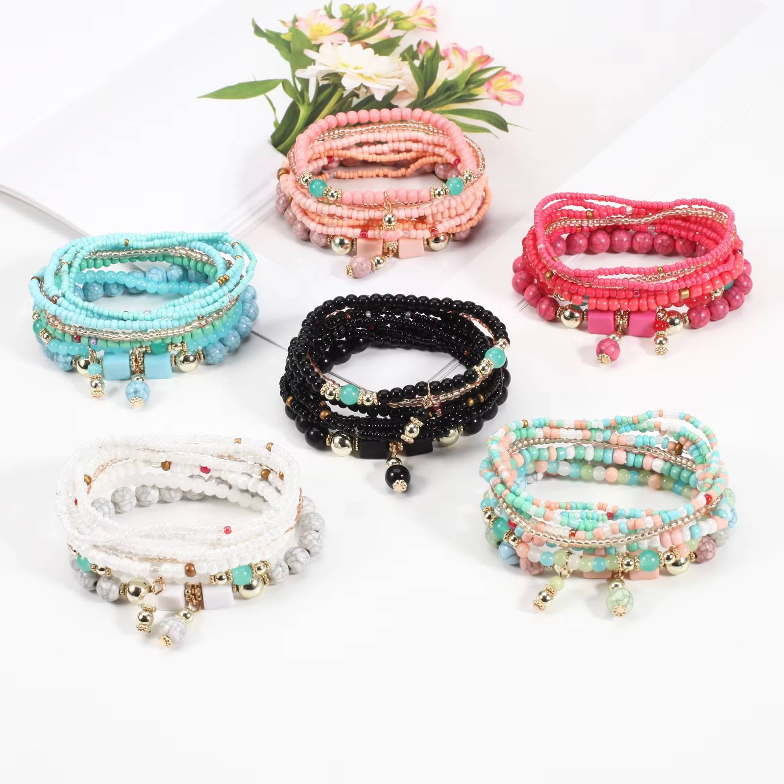 Bohemian Stackable Bead Bracelets for Women (4)