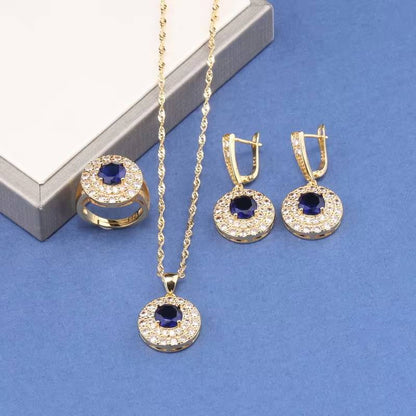 Brazil 18K Gold Plated Zircon Bridal Jewelry Set