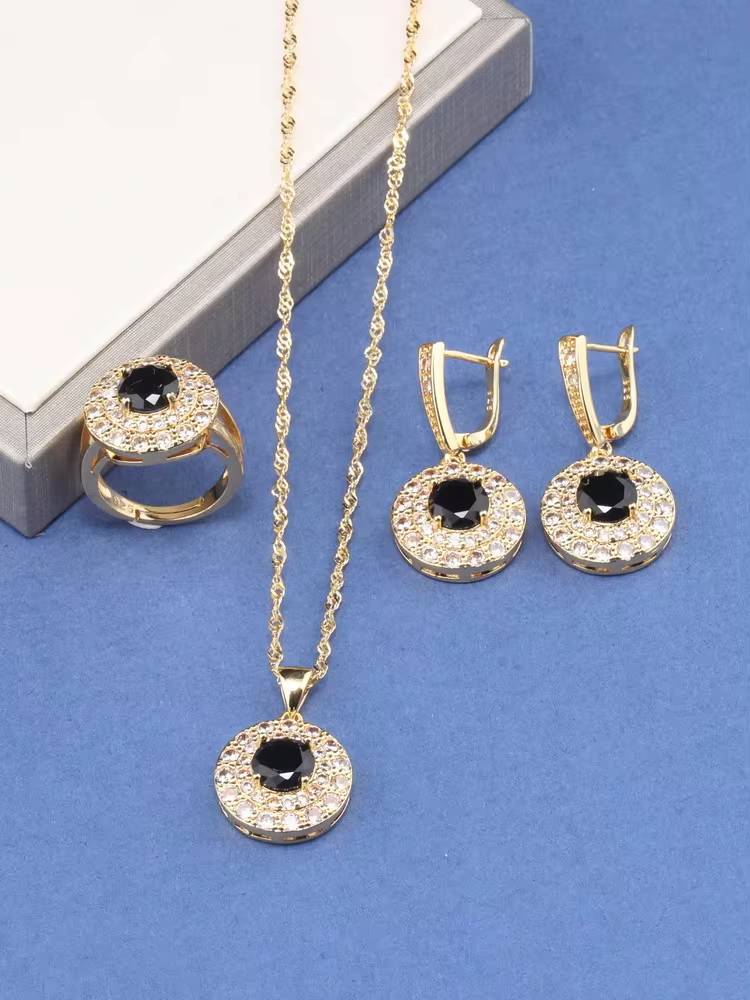 Brazil 18K Gold Plated Zircon Bridal Jewelry Set (13)