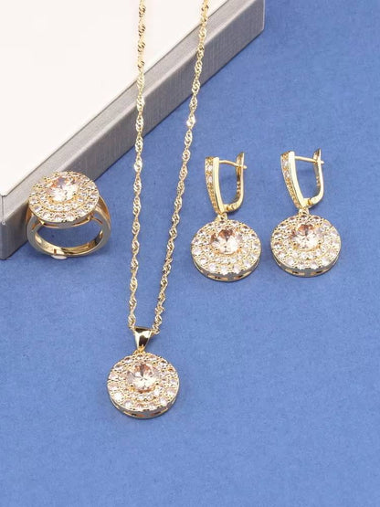 Brazil 18K Gold Plated Zircon Bridal Jewelry Set (15)