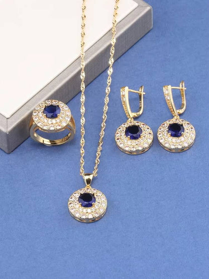 Brazil 18K Gold Plated Zircon Bridal Jewelry Set (17)