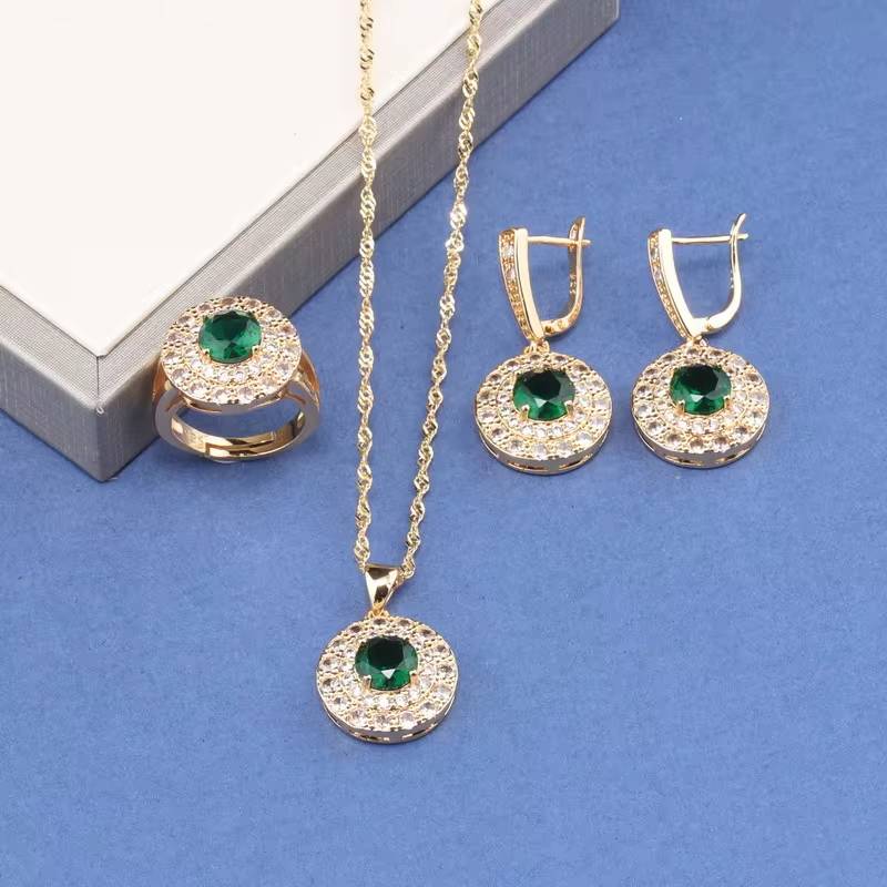 Brazil 18K Gold Plated Zircon Bridal Jewelry Set (2)