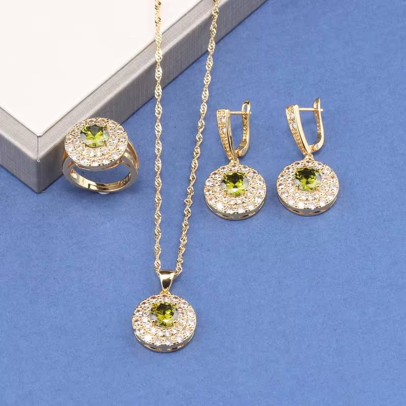 Brazil 18K Gold Plated Zircon Bridal Jewelry Set (5)