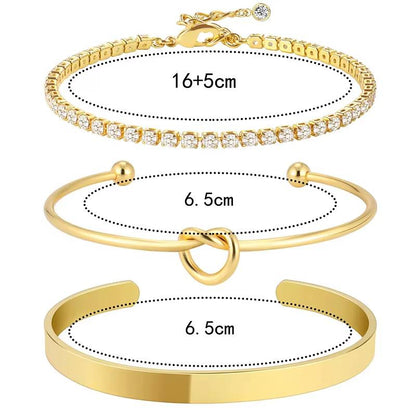 Chic 3pcs Stainless Steel Love Knot & Geometric Claw Chain Bracelet Set (4)