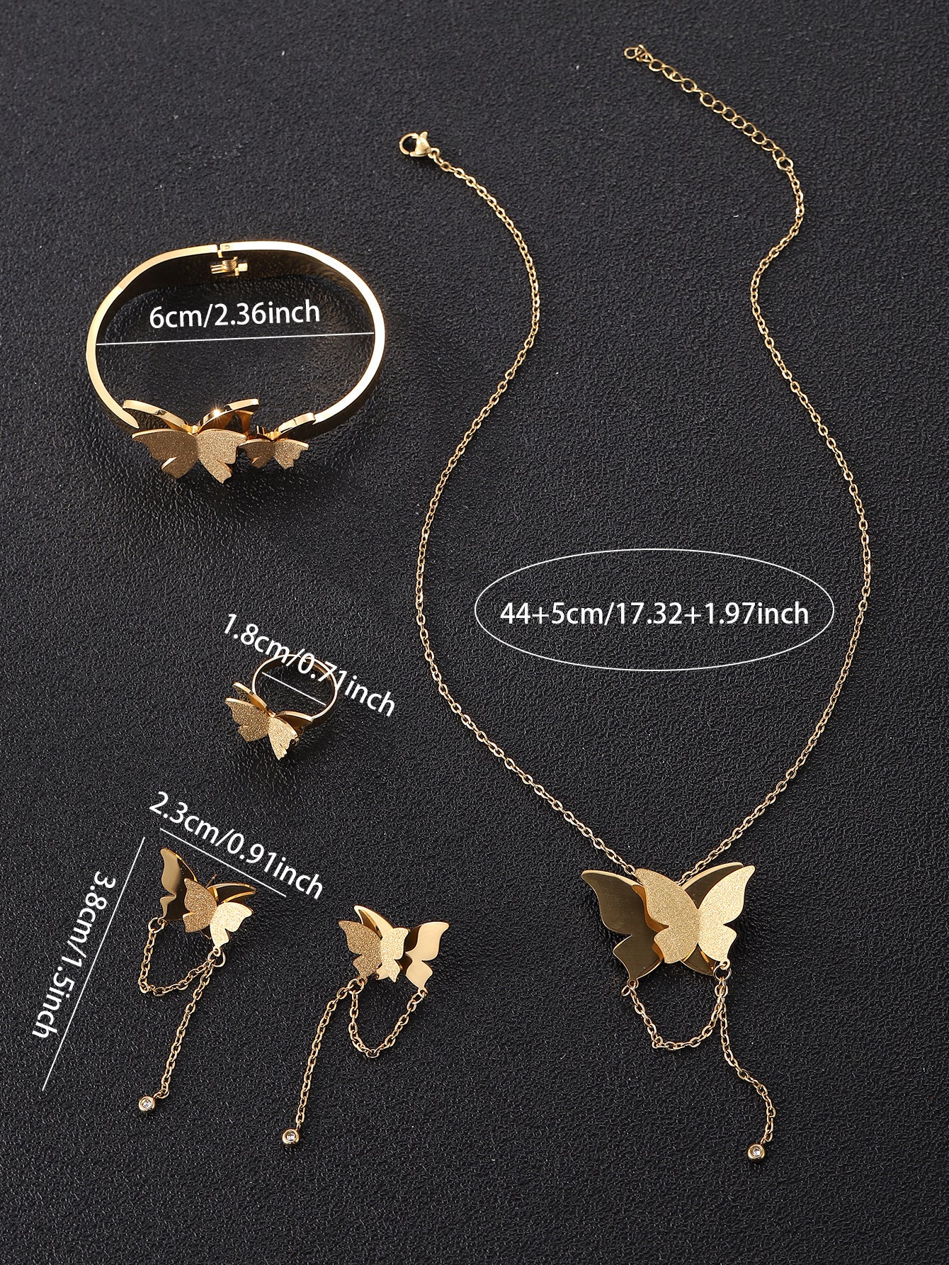 Chic Double-Layer Butterfly Jewelry Set Necklace, Bracelet & More