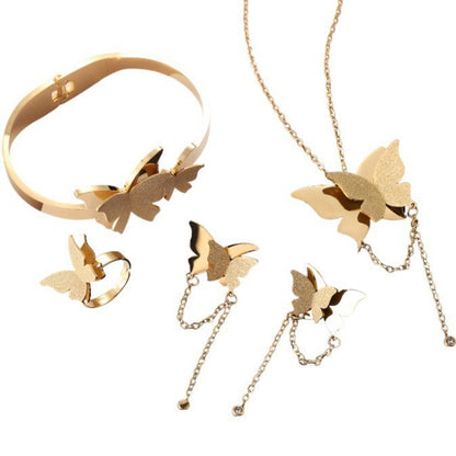 Chic Double-Layer Butterfly Jewelry Set Necklace, Bracelet & More (2)