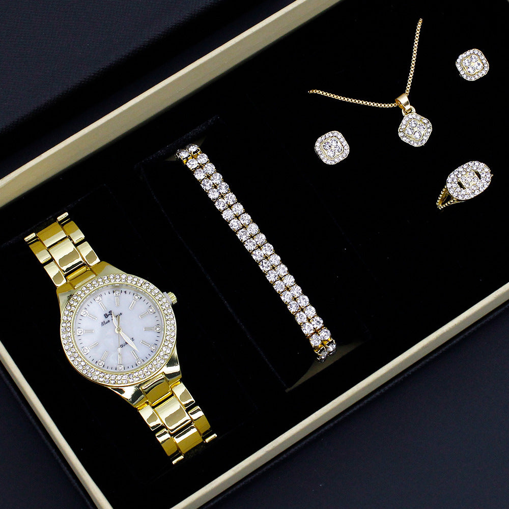 Chic Quartz Wristwatch with 5pcs Jewelry Set & Gift Box (3)