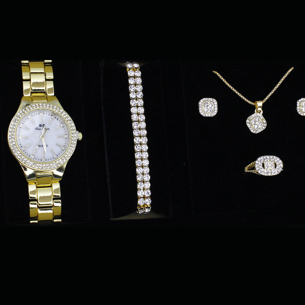 Chic Quartz Wristwatch with 5pcs Jewelry Set & Gift Box (5)