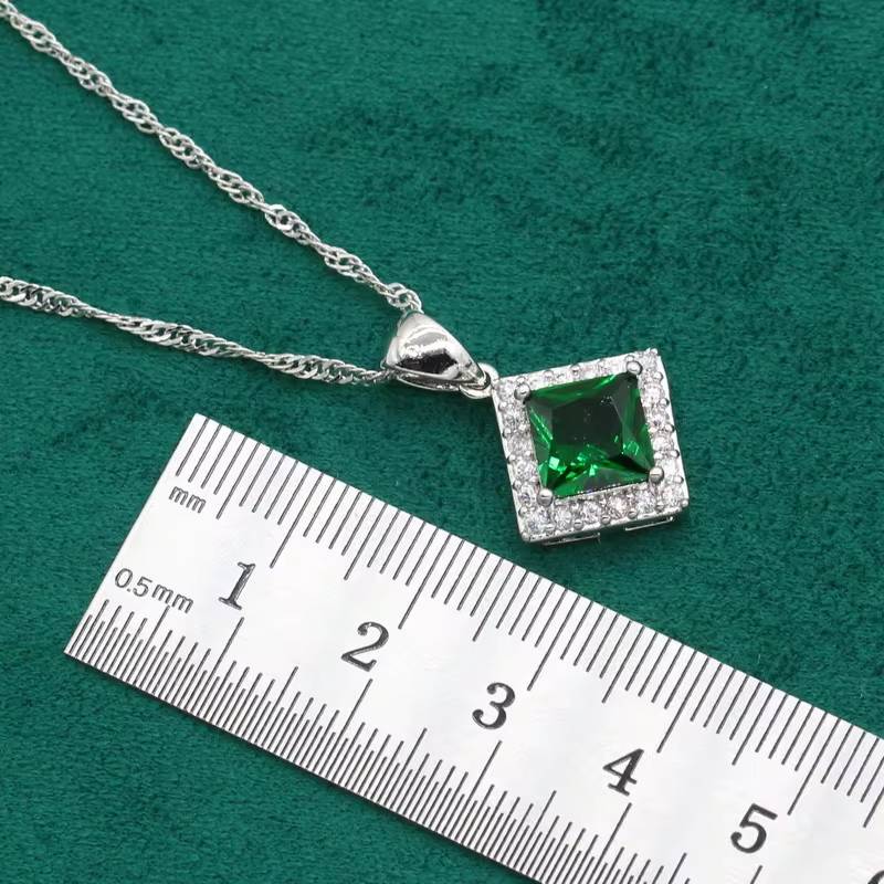 Classic Green Topaz 925 Silver Jewelry Set for Women (4)