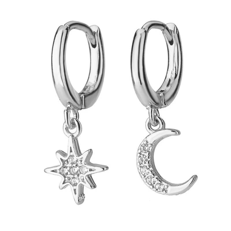 Crystal Heart Small Hoop Earring Dangle Tragus Piercing Moon (20)